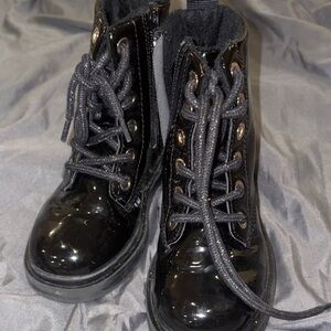 H&M Black Patent Lace-Up Kids Boots